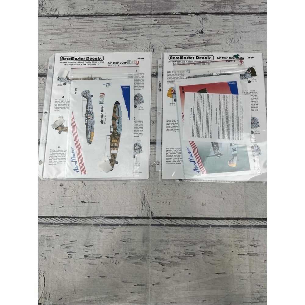1/48 Aero Master Decals War Over Italy  Part 1 48-293 Part 2 48-294